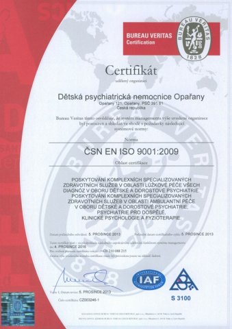 DPN  Opařany  získala Certifikát  kvality ISO 9001