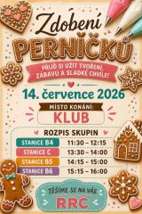 Leták s pozvánkou na akci Zdobení perníčků 14.7.2026
