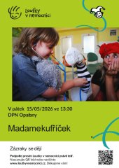 Plakát s pozvánkou na představení Loutky v Nemocnici - Madamekufříček