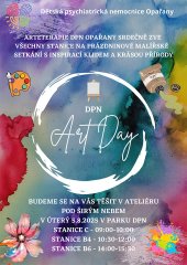 Plakát s pozvánkou na DPN Art Day v srpnu 2025